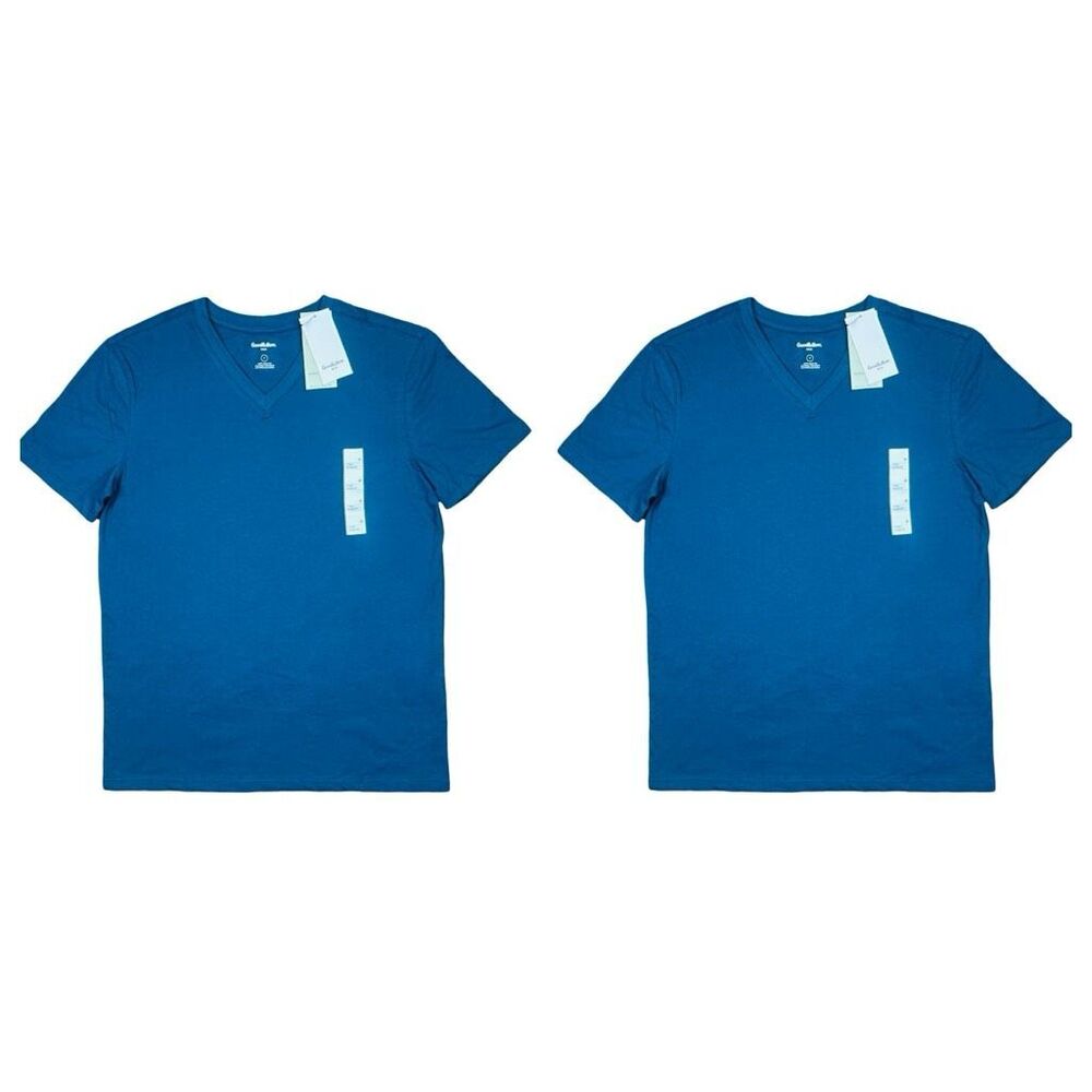 Goodfellow & Co Every Wear V-Neck Tee - Sz Medium - Thunderbolt Blue - SET OF 2